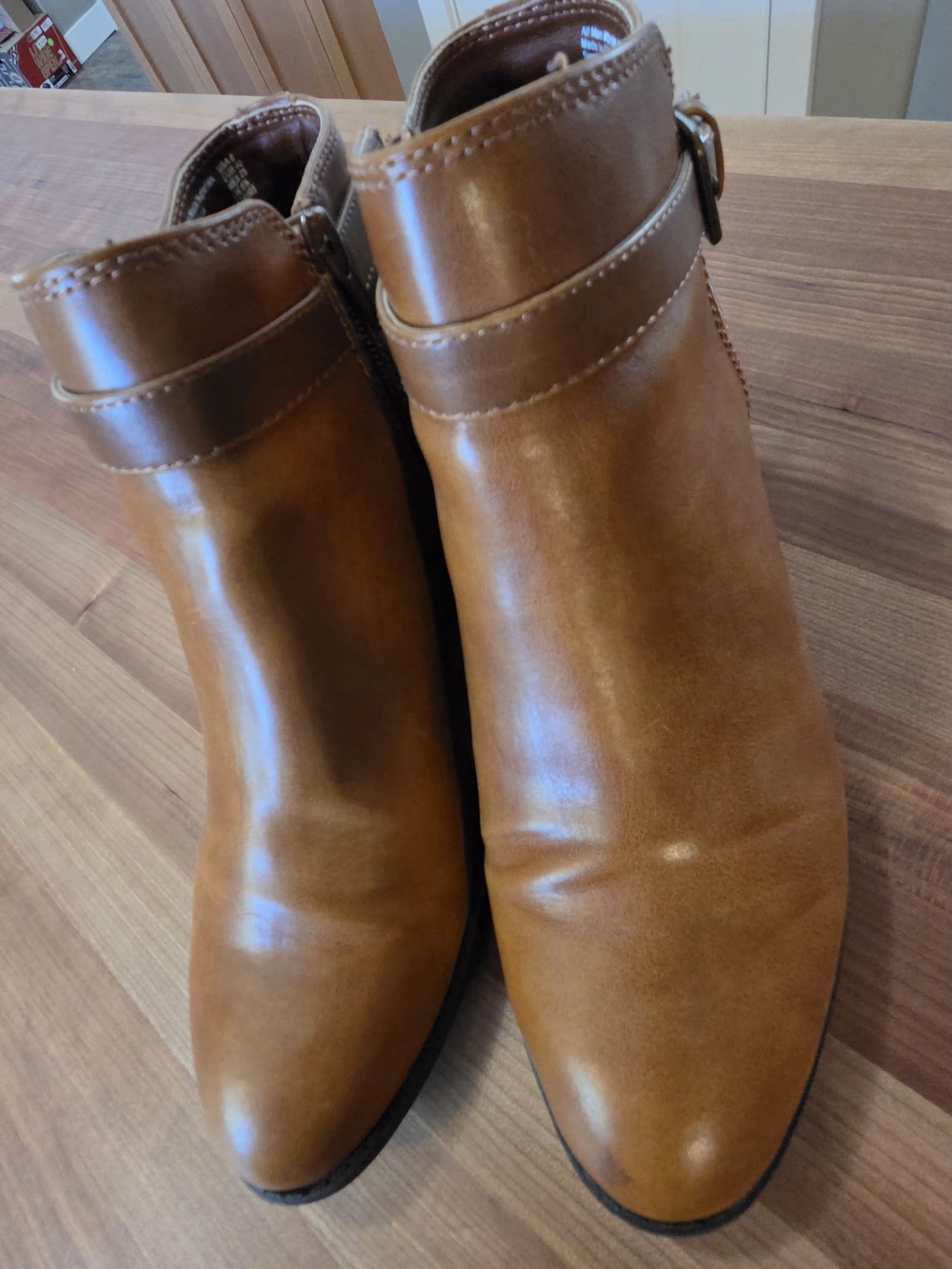 American Eagle Women's Tan Ankle Boot with Buckle Accent